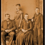 John E. Morriss, wife Julia Ann Holder, with children, Lena and William Clyde about 1890