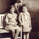 Lyla Mae Spelbring and (left) Phyllis Jean Spelbring, daughters of Ethel J. Hill and Arthur R. Spelbring and (right) Alma Louise Craft.